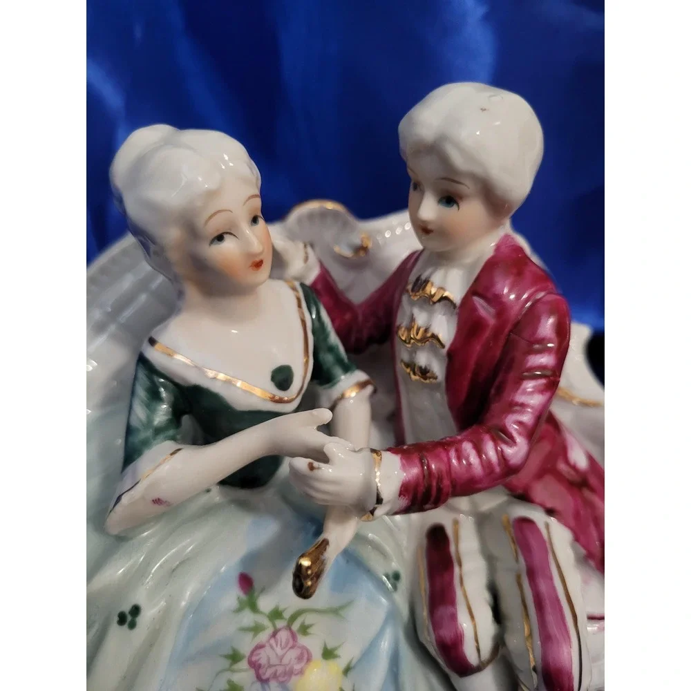 Victorian Style Midcentury Man and Woman on a Settee Bloor Italian Gift Ltd